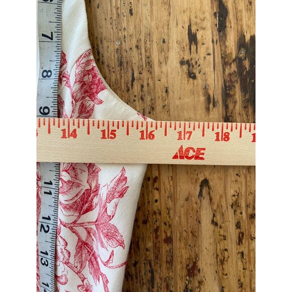 Jones New York Womens Red & White Floral Midi Dress Linen 12 Sleeveless V-Neck - Picture 6 of 7
